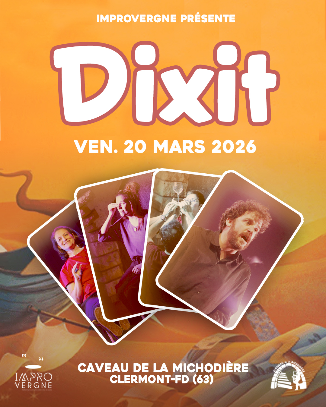 Un chat noir, passer sous une échelle, mettre le pain à l'envers, briser un miroir...pourquoi tout cela porte malheur ?</p>
<p>Trinquer en se regardant dans les yeux, toucher du bois, voir une coccinelle s'envoler...pourquoi tout cela porte bonheur ?</p>
<p>Grâce aux idées du public et à l'imagination sans fin de nos improvisateurs, nous allons nous amuser, explorer, réinventer ces superstitions...et les vivre pleinement !<br />
Et toi, tu es superstitieux ?