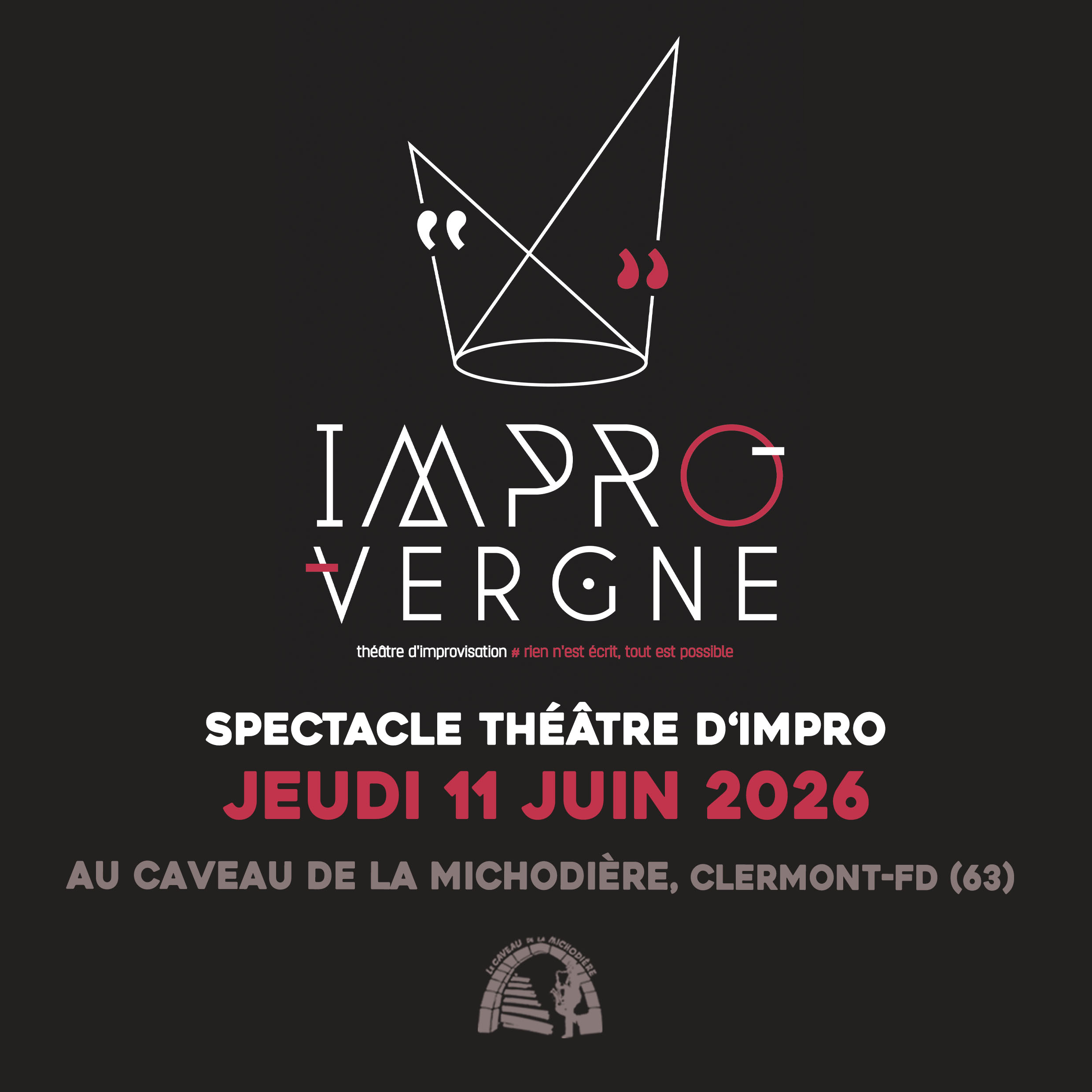 Un chat noir, passer sous une échelle, mettre le pain à l'envers, briser un miroir...pourquoi tout cela porte malheur ?</p>
<p>Trinquer en se regardant dans les yeux, toucher du bois, voir une coccinelle s'envoler...pourquoi tout cela porte bonheur ?</p>
<p>Grâce aux idées du public et à l'imagination sans fin de nos improvisateurs, nous allons nous amuser, explorer, réinventer ces superstitions...et les vivre pleinement !<br />
Et toi, tu es superstitieux ?